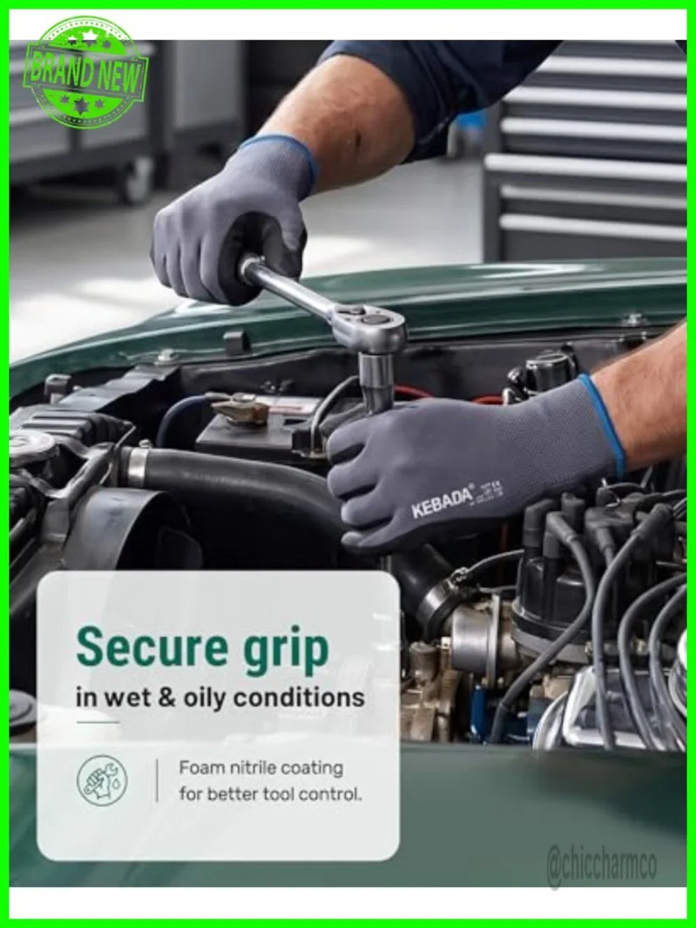 Foam Nitrile Coated Work Gloves, 12 Pairs Seamless Nylon Knit, Strong Grip,